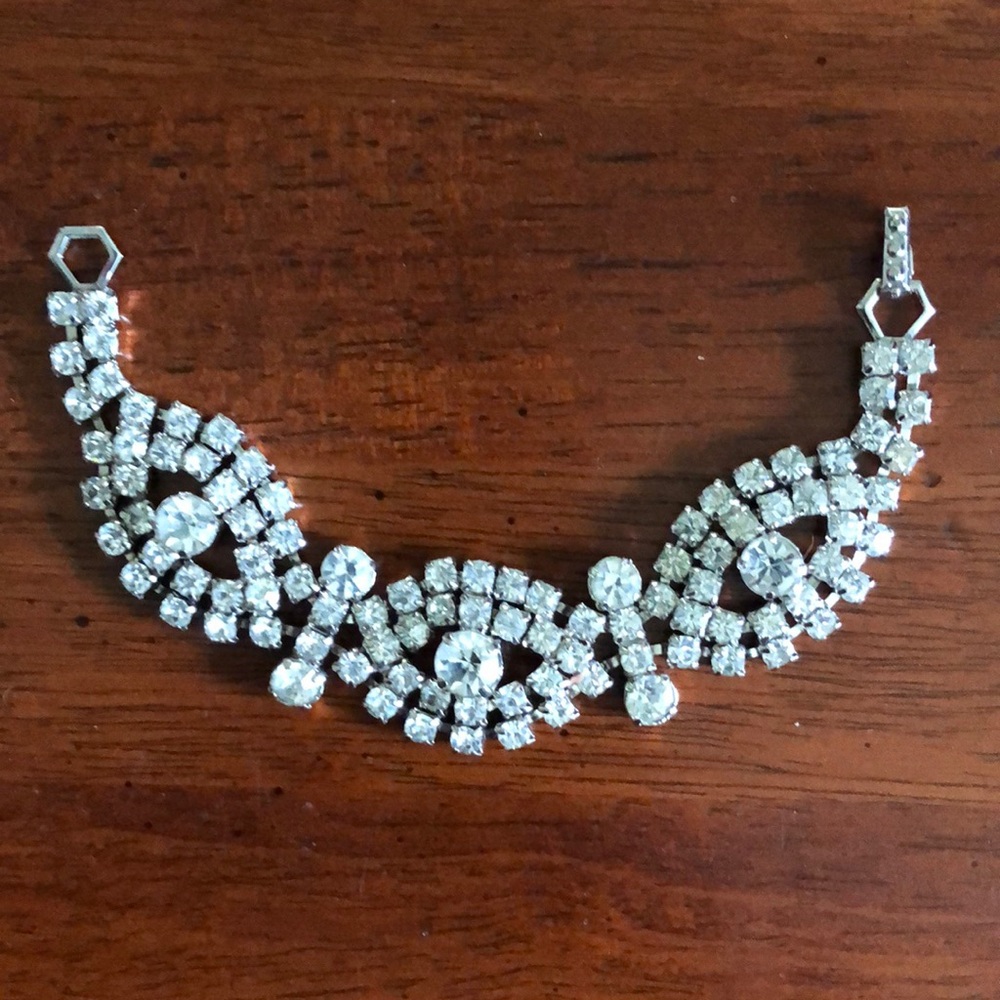 Estate Vintage 1950’s LA-REL Silver Rhinestone Bracelet